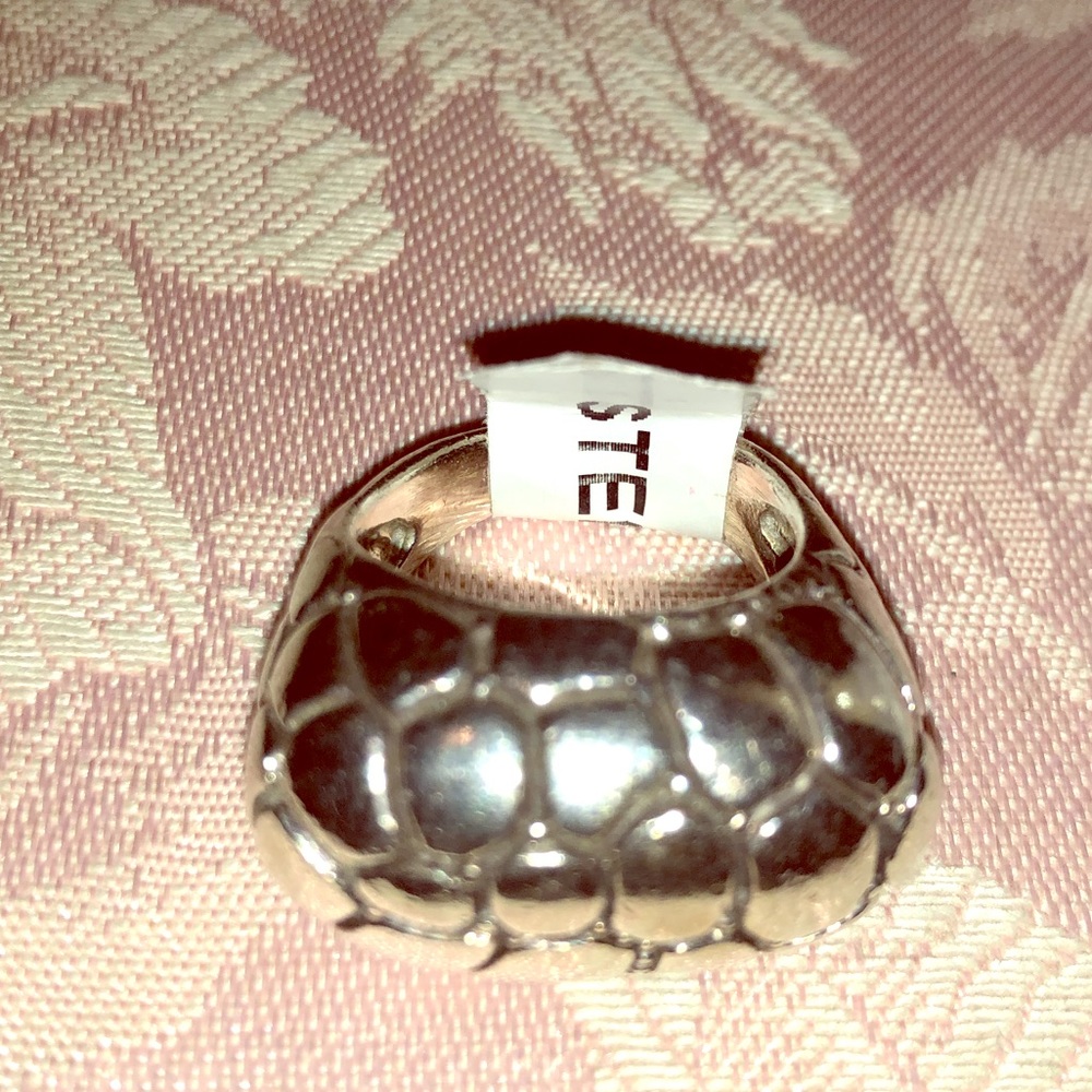 Sterling Silver & Inked Contemporary Ring